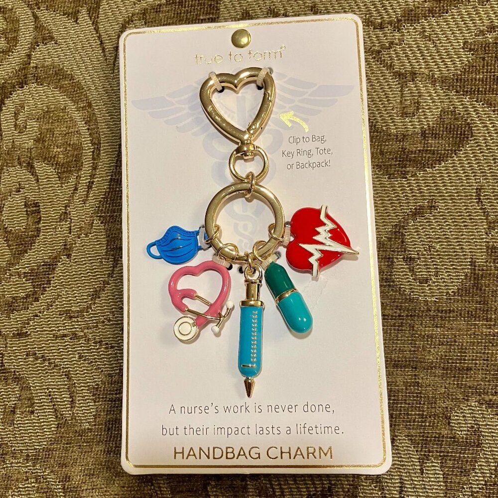 New TRUE TO FORM Nurse Doctor Medical Bag Purse Key Ring Clip w Charms